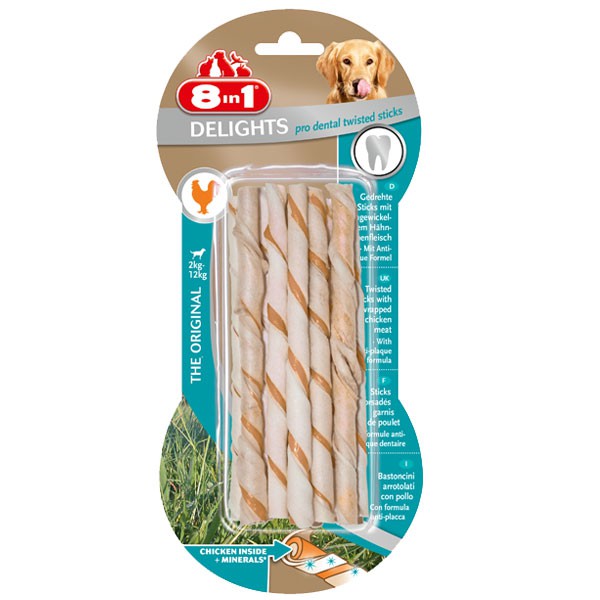 8in1 Hundesnack Delights pro dental Twisted Sticks