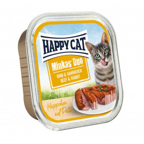 Happy Cat Paté auf Häppchen Rind &amp; Kaninchen 12x100g